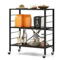 thumbnail image 1 of Costway 1 PC 3-Tier Folding Shelf Free DIY Design Shelving Unit with 4 Universal Wheels Kitchen Black, 1 of 10