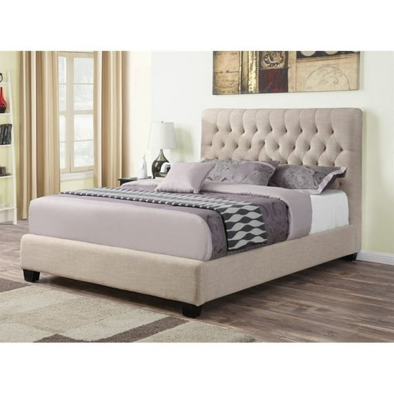 Coaster Chloe Upholstered Full Bed in Oatmeal