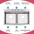 thumbnail image 4 of Strictly Sinks 33 inch 16ga Top mount Kitchen Workstation Drop In Sink Silver 50/50 Double Bowl Sink, 4 of 7
