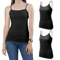 thumbnail image 5 of Essential Black and White Fitted Cami Camisole Spaghetti & Noodle Tank Top Shirt for Women 2 Pack (Small), 5 of 8