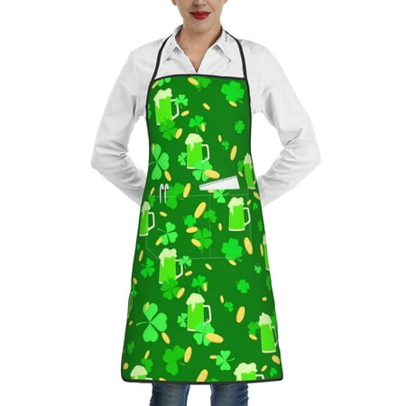 

Lukts St Patrick s Day2 Pattern Kitchen Apron Waterdrop Resistant Apron with adjustable Aprons for Women and Men with Pockets Cooking Apron