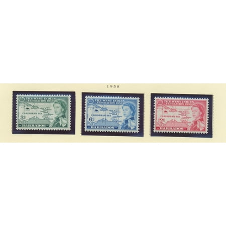Barbados Scott #248 To 250 - West Indies Federation, British Carribean Common Design Issue From 1958 - Collectible Postage (Best Postage Stamp Designs)