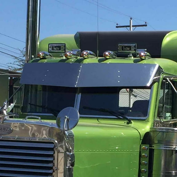 Trux TSUN-P17  -  Stainless Steel Gangster Drop Visor Fits Peterbilt