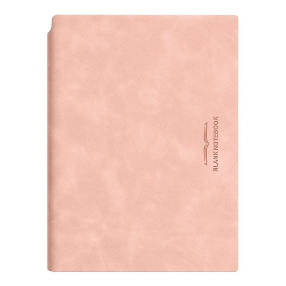 Blank Sketchbook, Pink PU Leather Cover Plain Empty Page Notebook for Artists and Students