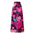 thumbnail image 5 of WTOBBY Women's High Waisted Wide Leg Pants Summer Casual Flowy with Pockets and Romantic Valentine's Day Print,Beach Trousers for Date Nights, Anniversary Celebrations and Couple Getaways,Hot Pink XL, 5 of 5