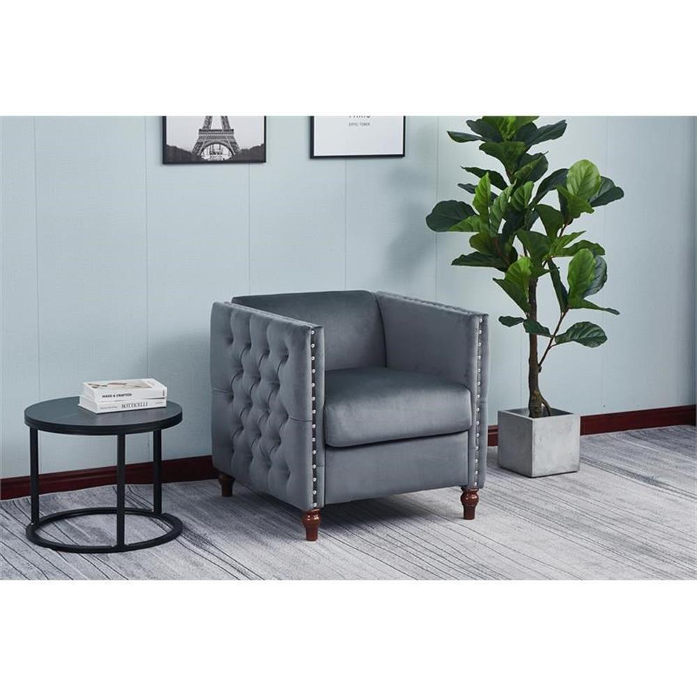 Home Square 3-Piece Set with Velvet Livingroom Sofa and 2 Chairs in Gray