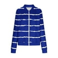 thumbnail image 5 of Uaswgudfs Women's Navy Striped Waffle Knit Jacket, Fall Winter Zip-Up Long Sleeve No-Hood Casual Coat with Pockets - Trendy Outerwear Blue L, 5 of 5