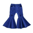 thumbnail image 1 of CNKOO Girls Toddler Stretchy Flare Pants Elastic Waist Soft Ripped Denim Trousers, 1 of 6