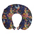 thumbnail image 1 of Asian Travel Pillow Neck Rest, Cartoon Style Abstract Birds with Floral Arrangement Traditional Polka Dots Foliage, Memory Foam Traveling Accessory Airplane and Car, 12", Multicolor, by Ambesonne, 1 of 3