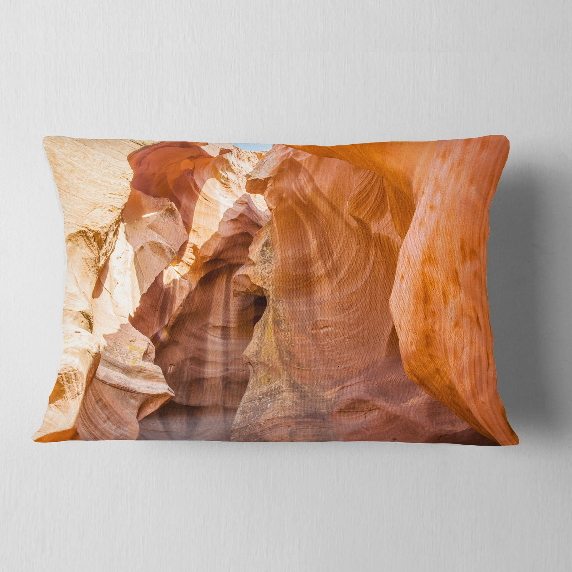 Designart Antelope Canyon Sandstone - Landscape Photo Throw Pillow - 12x20