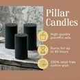 thumbnail image 3 of NeoMart - Dripless Unscented Pillar Candles, Set of 3 Hand Poured Black Pillar Candles, Solid Color for Home Decor, Premium Wax, 8 0 Hr Burn Time, 3x6 Inch, 3 of 9