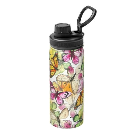 

Tebeau Butterflies2 Print Water Bottle 18oz Sports Insulated Kettle Stainless Steel Outdoor Drinking Bottles Fashion Travel Cup