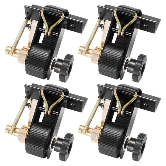 VEVOR Ladder Rack Ratchet Straps, Black Square Tube Mount, 1.5 in Wide x 7.4 ft Long Black Ladder Rack Straps with Double J-Hooks, 500 lbs Load Heavy Duty, Cargo Buckle Lock Strap (4 Pack)