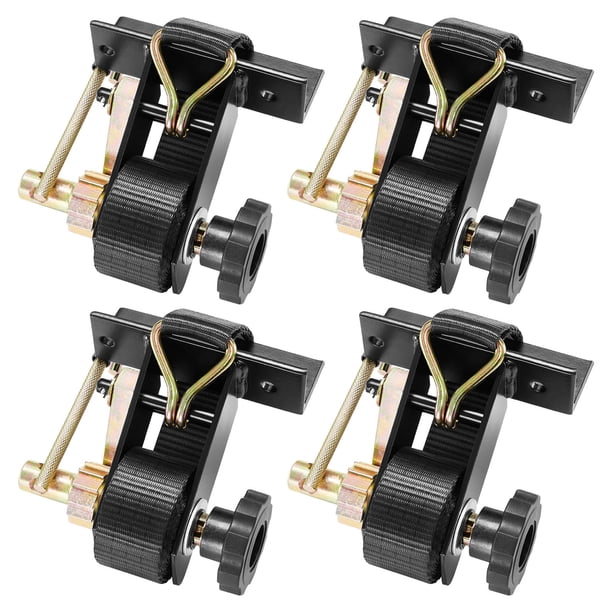 VEVOR Correas de Trinquete, para Portaequipajes de Escalera, 38 mm x 2,25 m, Montaje en Tubo Cuadrado Negro, con Ganchos Dobles en J, Capacidad de Carga de 226,8 kg, con Hebilla de Carga, 4 uds