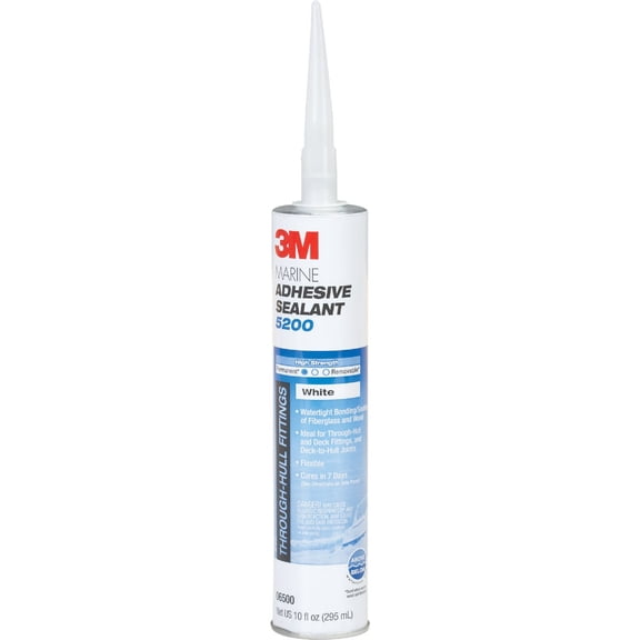 3M Marine Adhesive Sealant 5200 06500 Permanent Bonding and Sealing for Boats and RVs Above and Below the Waterline Waterproof Repair, White, 10 fl oz Cartridge