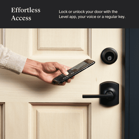Level - Smart Lock Bluetooth Replacement Deadbolt with App/Key/Voice Assistant Access - Matte Black
