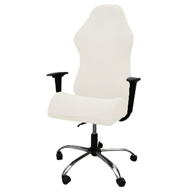 AUQ Office Chair Cover,Plush Airy Alignment Gaming Chair Cover,Cool Dirt Shield Chair Covers Armchair,White