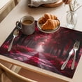 thumbnail image 3 of Red Trees Placemats Set of 8 Forest Art Decor Spring Summer Nature Leaf Place Mats Indoor Wipeable Table Mats Washable Cloth Dining Table Placemats for Kitchen Holiday Party Home Decor 13x19 Inch, 3 of 9