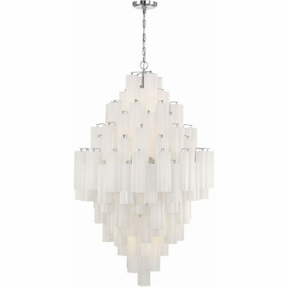 ADD-319-CH-WH-Crystorama Lighting-Addis - 20 Light 5-Tier Chandelier-50.5 Inches Tall and 31.5 Inches Wide-Polished Chrome Finish-White Glass Color