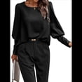 thumbnail image 2 of Blusa Elegante de Larga con Cuello Redondo para Mujer, Ideal para Otoño e Invierno, con Botones en la Espalda Negro M, 2 of 7