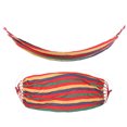 thumbnail image 3 of Hamaca portátil para acampar, ligera, para viajes al aire libre, con barra esparcidora de madera dura, color rojo con rayas de colores, 3 of 8