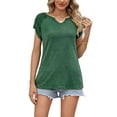 thumbnail image 3 of BadPiggies Womens Summer Tunic Tops Short Sleeve V Neck T Shirts Casual Loose Blouse Fit Flowy (2XL, Green), 3 of 5
