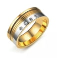 thumbnail image 2 of 6mm/8mm Gold Plating CZ Band Women's Mens Stainless Steel Wedding Ring Size 5-10, 2 of 5