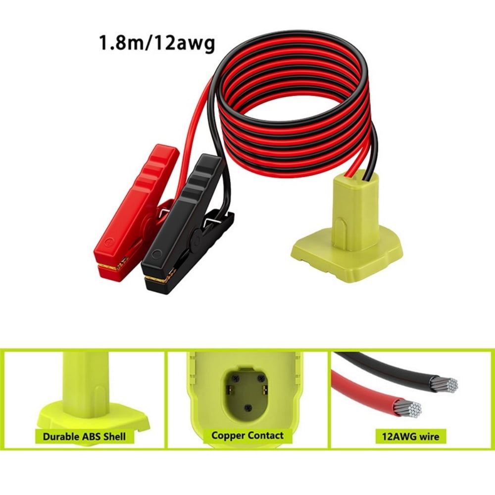 2 Packs 5.9ft 8AWG Jumper Cable for Ryobi 18V Battery, Portable Automotive Booster Clamps for Quick and Safe Vehicle Emergency Jump Starting