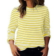 thumbnail image 2 of Yuanlong Womens T-Shirts Classic Stripe Crew Neck Long Sleeve Tee Tops Spring Daily & Work Wear Comfortable Lady Tshirts, 2 of 7