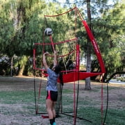 PowerNet Volleyball Practice Net Station and Large Carry Bag Bundle | 8 ft Wide by 11 ft High | Ball Return | Great for Hitting and Serving Drills | Perfect for Team or Solo Training