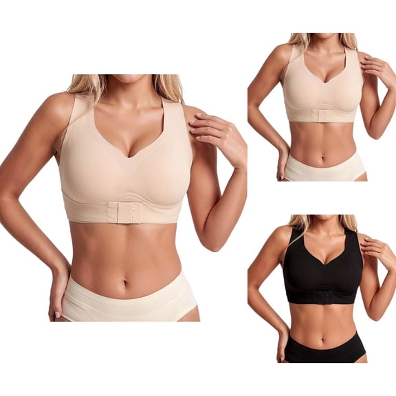 Posture Corrector Bra for Women Full Coverage Wide Strap Seamless Jelly Support Anti Sagging Push Up Sports Bras
