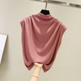 thumbnail image 4 of WTXUE Tank Tops Sleeveless, Scrunch Neck Turtleneck Tee Top Loose Tunic Cotton Tank Women Solid Casual Shirt Blouse Solid | Casual for Women Pink XL, 4 of 5