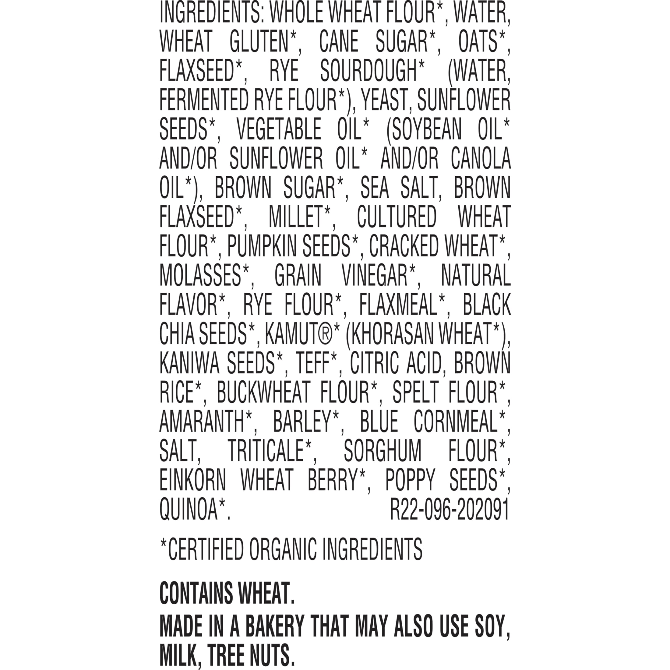 Brownberry Organic 22 Whole Grains & Seeds Bread, 20 oz, Thin Sliced Multigrain Bread, Bag