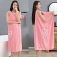 thumbnail image 1 of Toalla de ducha Soledad 100cmx145cm toalla de baño corporal cómoda con bolsillo rosa, 1 of 10