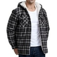 thumbnail image 7 of Feancey Daily Sales Big and Tall Plaid Jackets for Men Hooded Fleece Lined Winter Coats Button Down Casual Warm Sherpa Jacket 2025 Mens Thicken Hoodie Coat Gray 5XL, 7 of 7