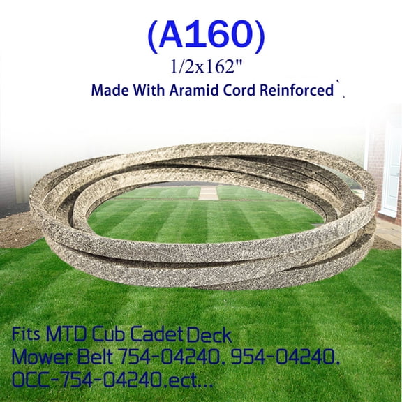 Mower Belt for MTD for Cub for Cadet Deck Mower Belt 754-04240, 954-04240, OCC-754-04240 (1/2 "x 162") A160
