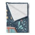 thumbnail image 2 of Hippie Soft Flannel Fleece Throw Blanket, Groovy Words Flowers Dots and Drop Like Ornaments Print, Cozy Plush for Indoor and Outdoor Use, 70" x 90", Dark Blue, by Ambesonne, 2 of 5