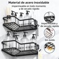 thumbnail image 3 of Juego de 5 Estanteria Ducha para Baño, Organizador Baño Sin Taladros y Soportes de Jabón, Estantes de Regadera con 2 Cesta de Almacenamiento y 4 Ganchos, para Cocina, Ducha, Hotel (Negro), 3 of 4