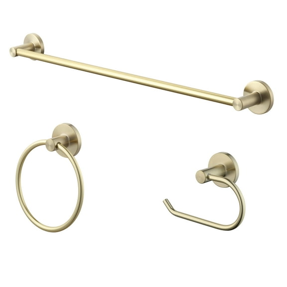 Mainstays Modern Round 3-Piece Bath Accessory Kit in Matte Gold