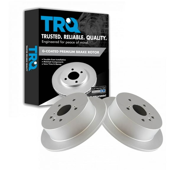 TRQ Rear Brake Rotors Set Solid Premium G-Coated Fits Select 2004-2006 Lexus RX330 2007-2009 RX350 2006-2008 RX400h 2004-2007 Toyota Highlander