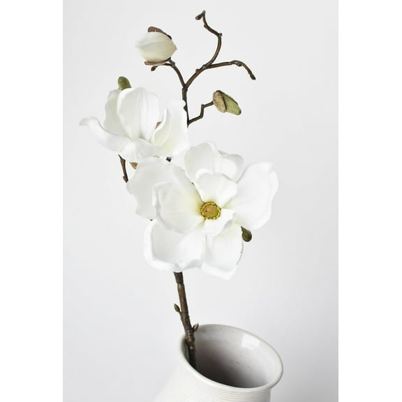 19" Faux Magnolia Stem White