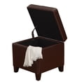 thumbnail image 3 of Adeco Brown Bonded Leather Square Tufted Storage Ottoman Footstool 18", 3 of 5