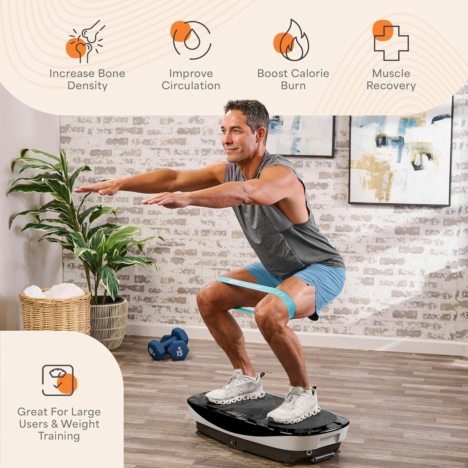 Lifepro Rumblex Max 4D Vibration Plate Exercise Machine – Triple Motor Full Body Vibrating Plate for Weight Loss, Circulation, Recovery & Home Fitness Training - Black