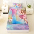 thumbnail image 3 of jejeloiu Colorful Ombre Alphabet E Twin Sheet Sets For Girls,Dreamy Princess Style Bedding For Kids,3-Piece, 3 of 6