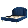 thumbnail image 3 of Platform Bed Frame, Queen Size, Velvet, Blue Navy, Modern Contemporary Urban Design, Bedroom Master Guest Suite, 3 of 10