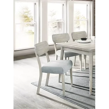 Natural Wood Grain Color Set of 4pc Dining Chairs Rubberwood Fabric Cushion Side Chair Dining Room Furniture