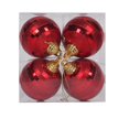 thumbnail image 1 of Vickerman M151403 4 in. Red Shiny &amp; Matte Mirror Ball Christmas Ornament  4 per Box, 1 of 1