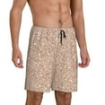 thumbnail image 3 of Rocae Beige Sparkling Glitter for Men's Soft Sleep Pajama Shorts, Waistband and Pockets, 3 of 9