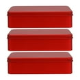 thumbnail image 1 of 3 latas metálicas vacías con tapa, rectangulares, para galletas y dulces., 1 of 8
