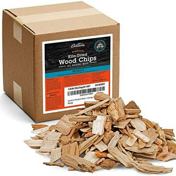 Camerons Products Wood Smoker Chips - Hickory ~ Approx. 5 Pound Box, 420 cu. in. - 100% Natural, Course Cut, Wood Smoking and Barbecue Chip
